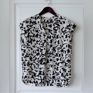 Vince Monochrome Abstract Silk Blouse